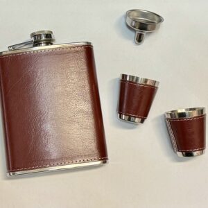 Set Licorera/Petaca T.D Piel Marrón