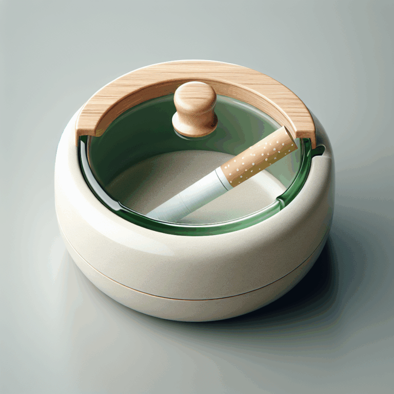 Cenicero Cerámica con tapa de Madera VERDE CLARO: práctico y decorativo